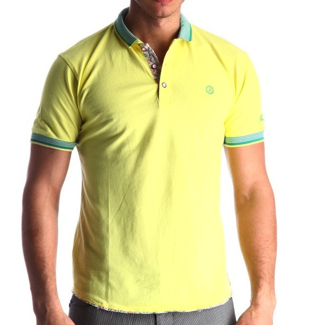 Men's Yellow - Paisley Turkey Slim Fit Mesh Polo Shirt ( Size - Only X –  Amedeo Exclusive