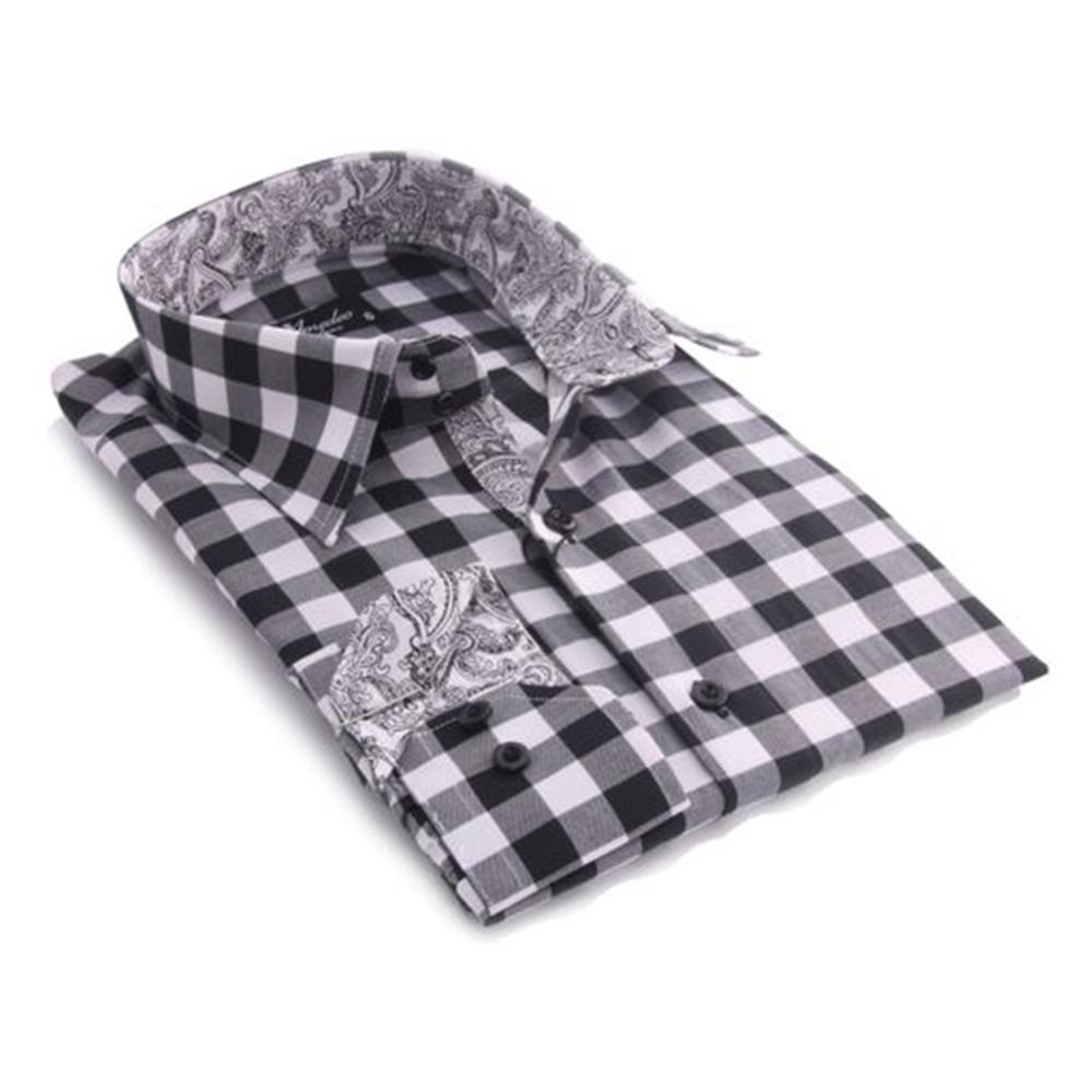 black pattern dress shirt