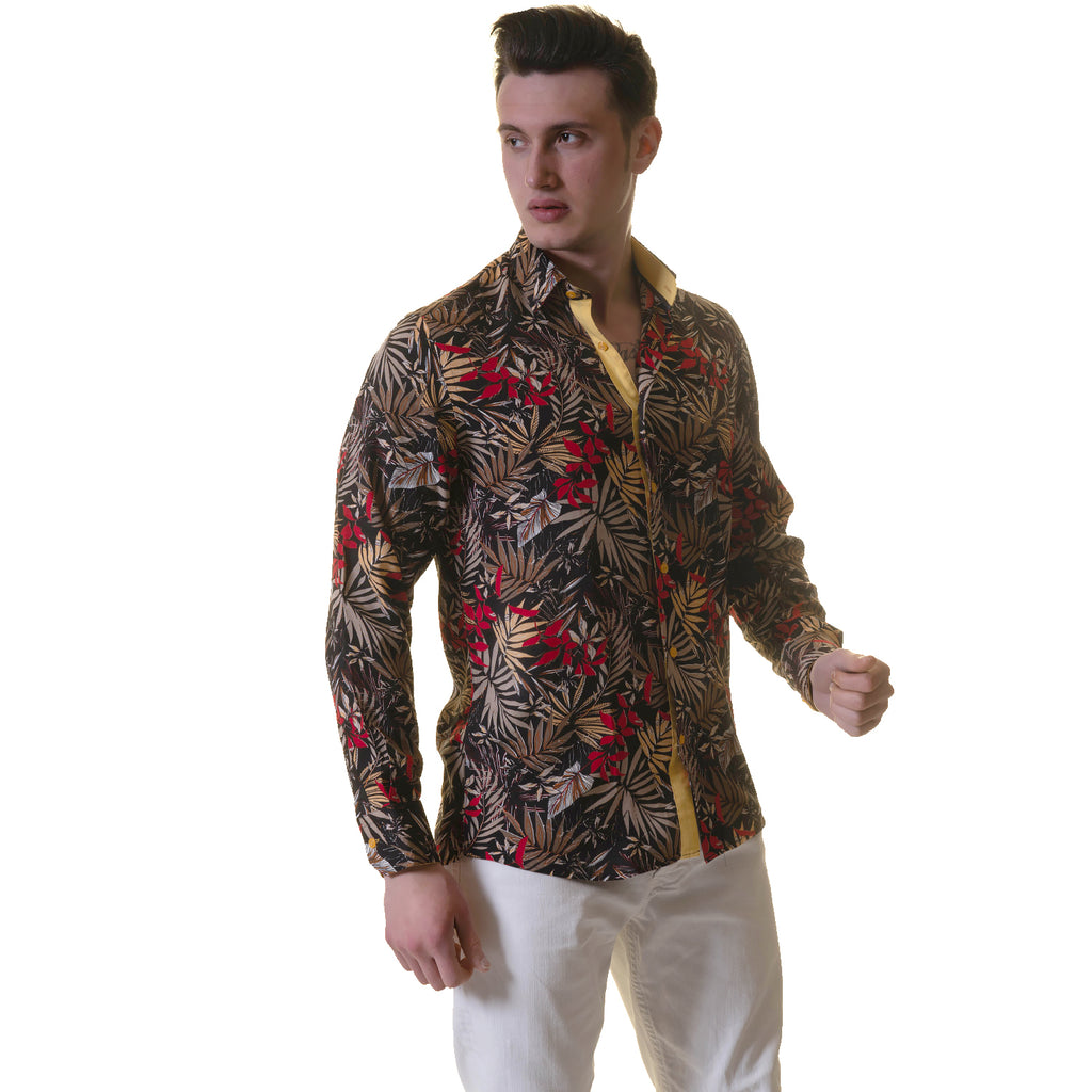 Floral Mens Slim Fit Designer Dress Shirt - tailored Cotton Shirts for ...