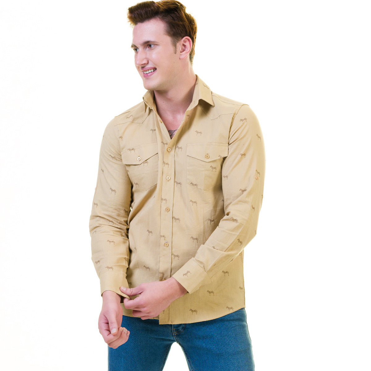 Solid Safari Mens Slim Fit Dress Shirt - tailored Cotton – Exclusive