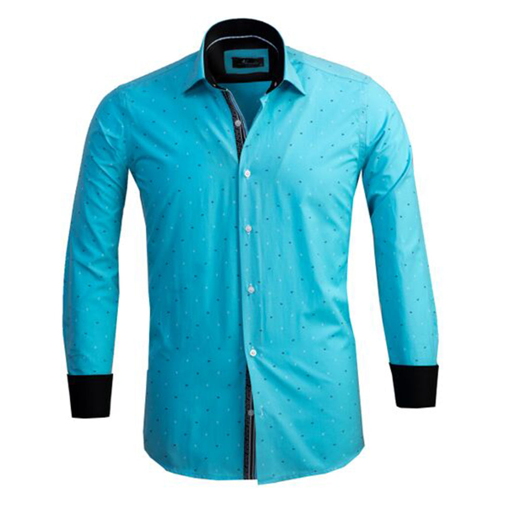Turquoise Blue Diamonds Mens Slim Fit Designer Dress Shirt ...