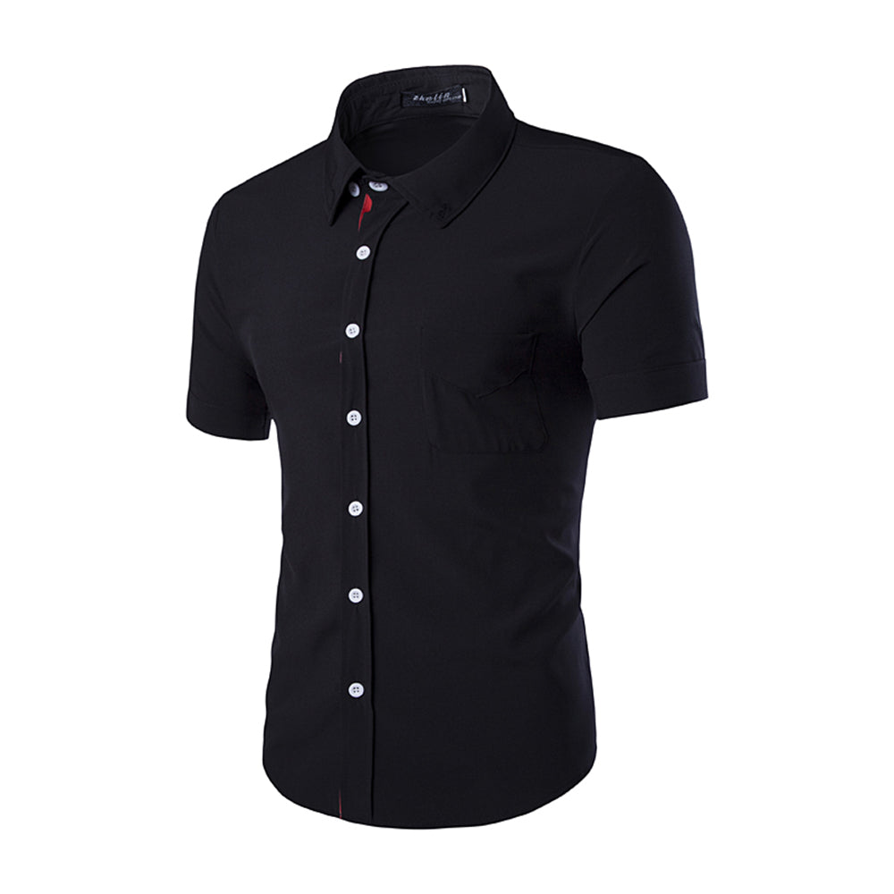 mens short sleeve dress shirts black