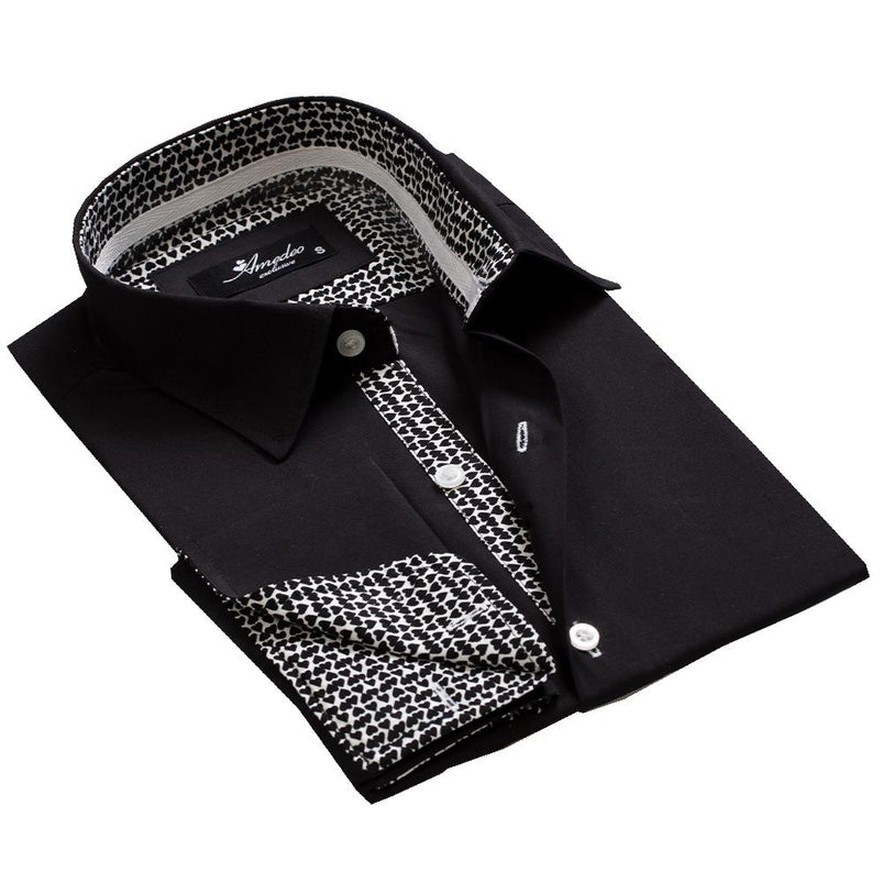 french cuff black dress shirt