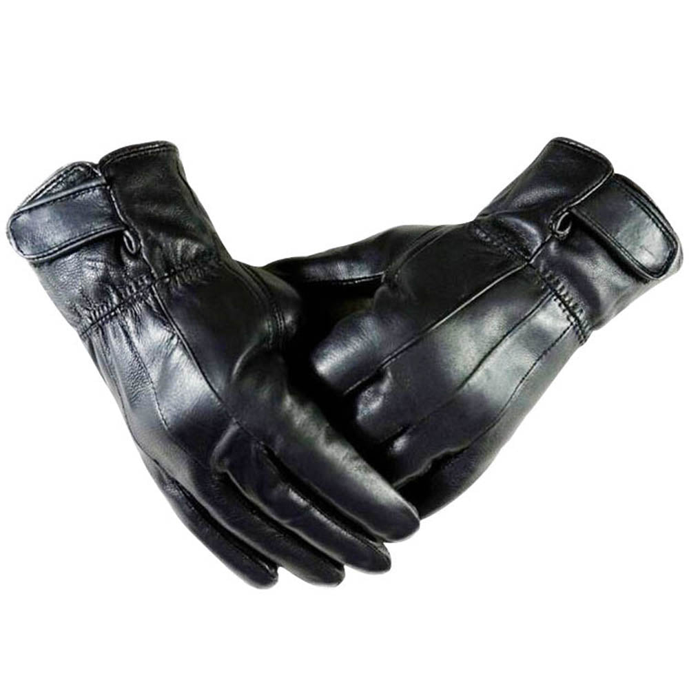 mens black leather touchscreen gloves