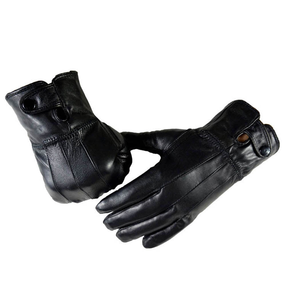 soft black leather gloves