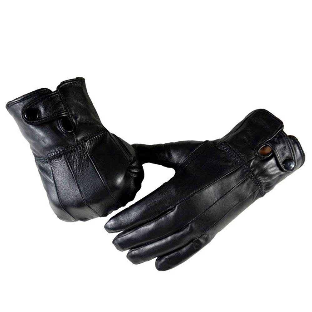 warm black leather gloves