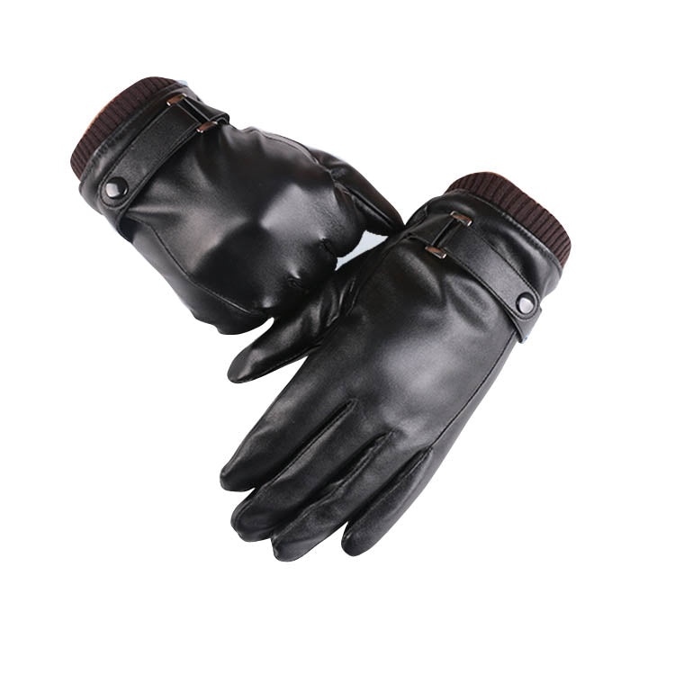 gents black leather gloves