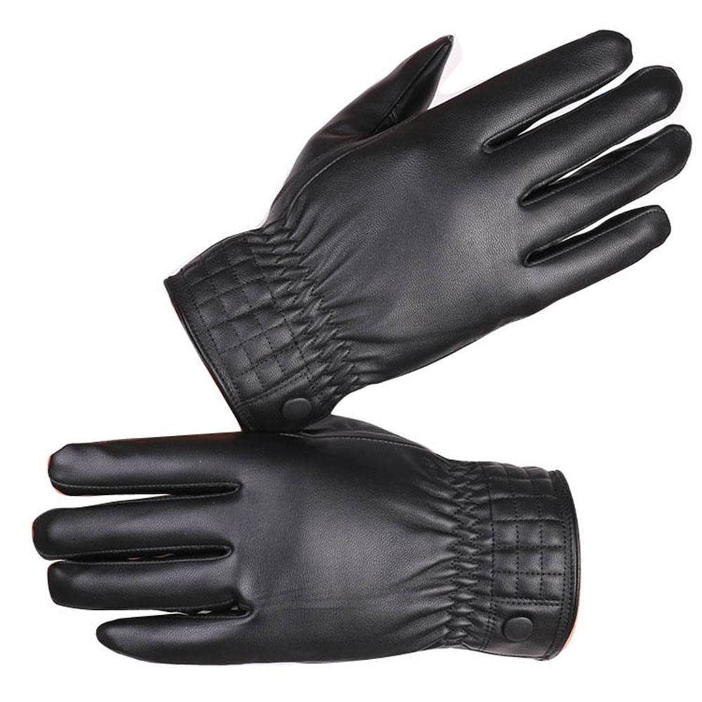 mens black leather touchscreen gloves