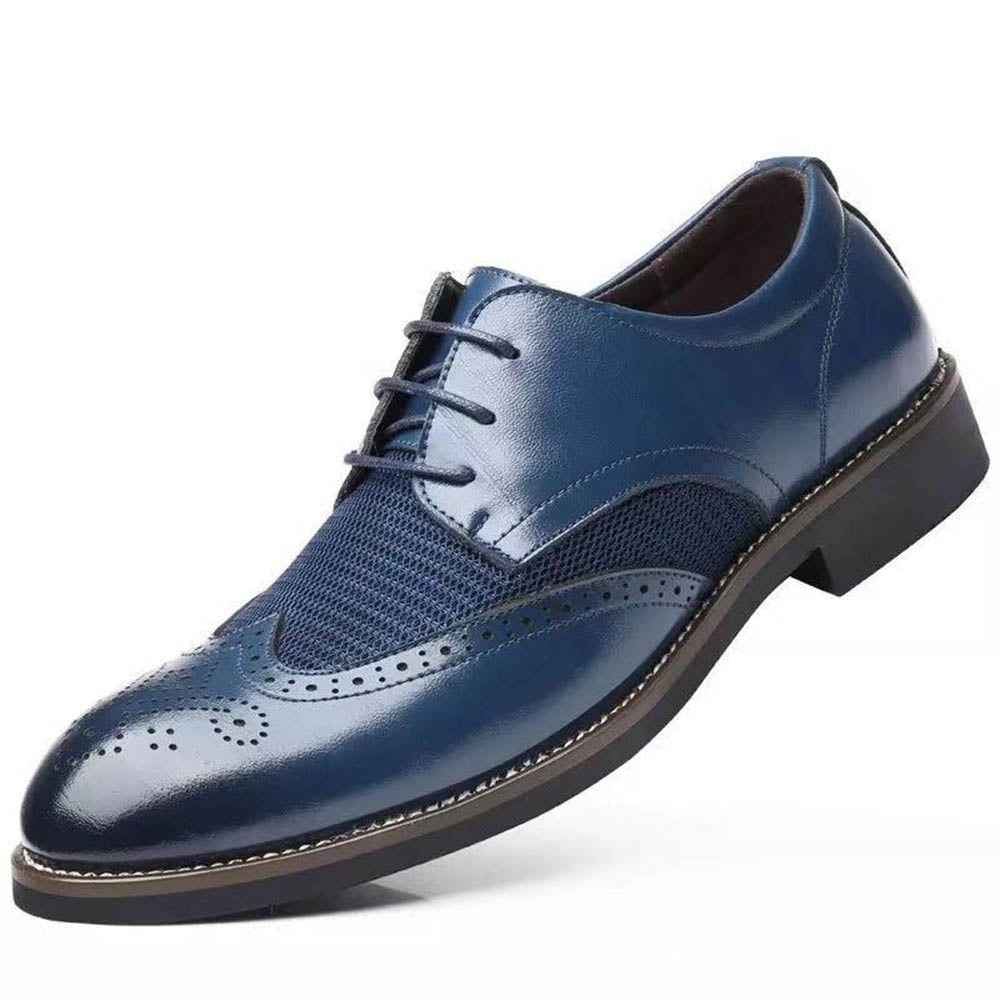 blue leather casual shoes