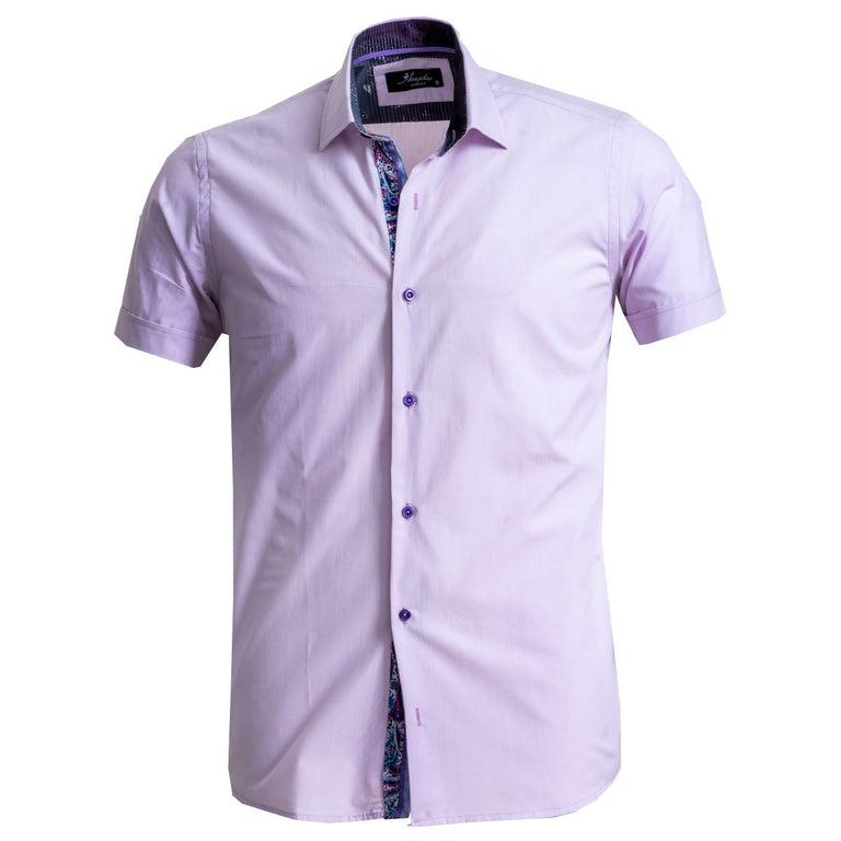 Light Purple Mens Short Sleeve Button up Shirts - Tailored Slim Fit ...