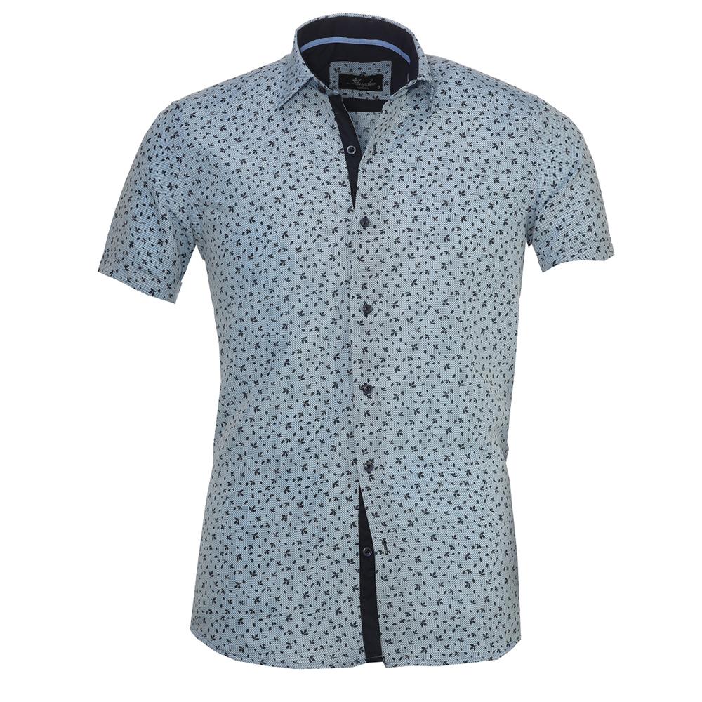 Light Blue Floral Mens Short Sleeve Button up Shirts - Tailored Slim ...