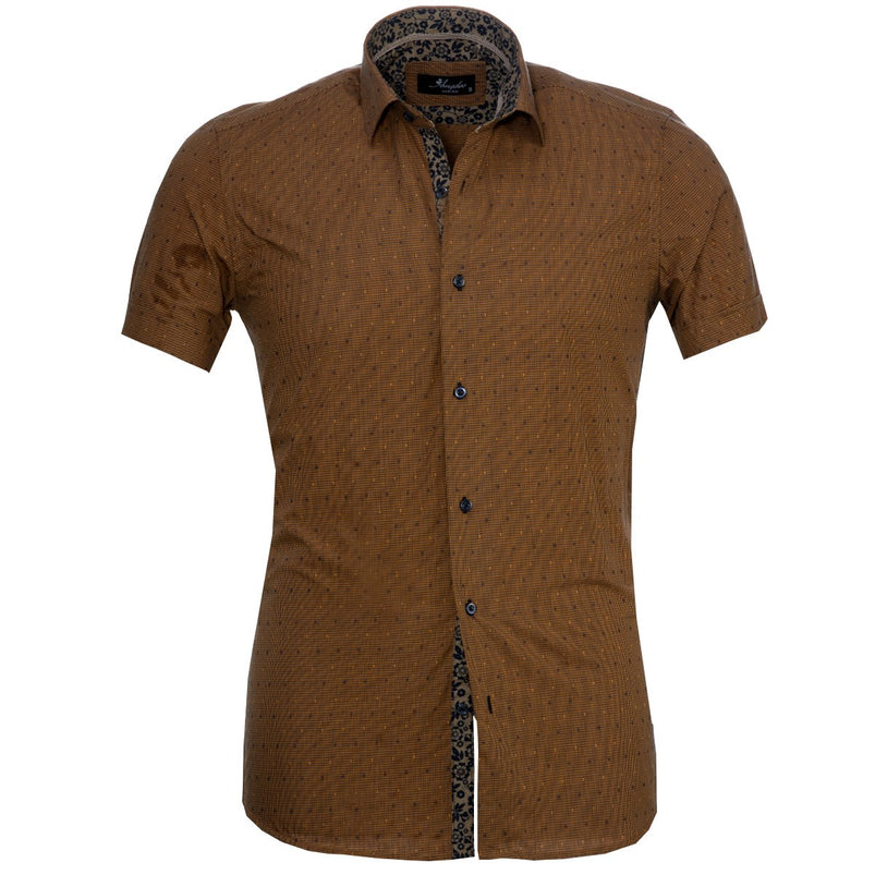 Light Brown Mens Short Sleeve Button up Shirts - Tailored Slim Fit ...