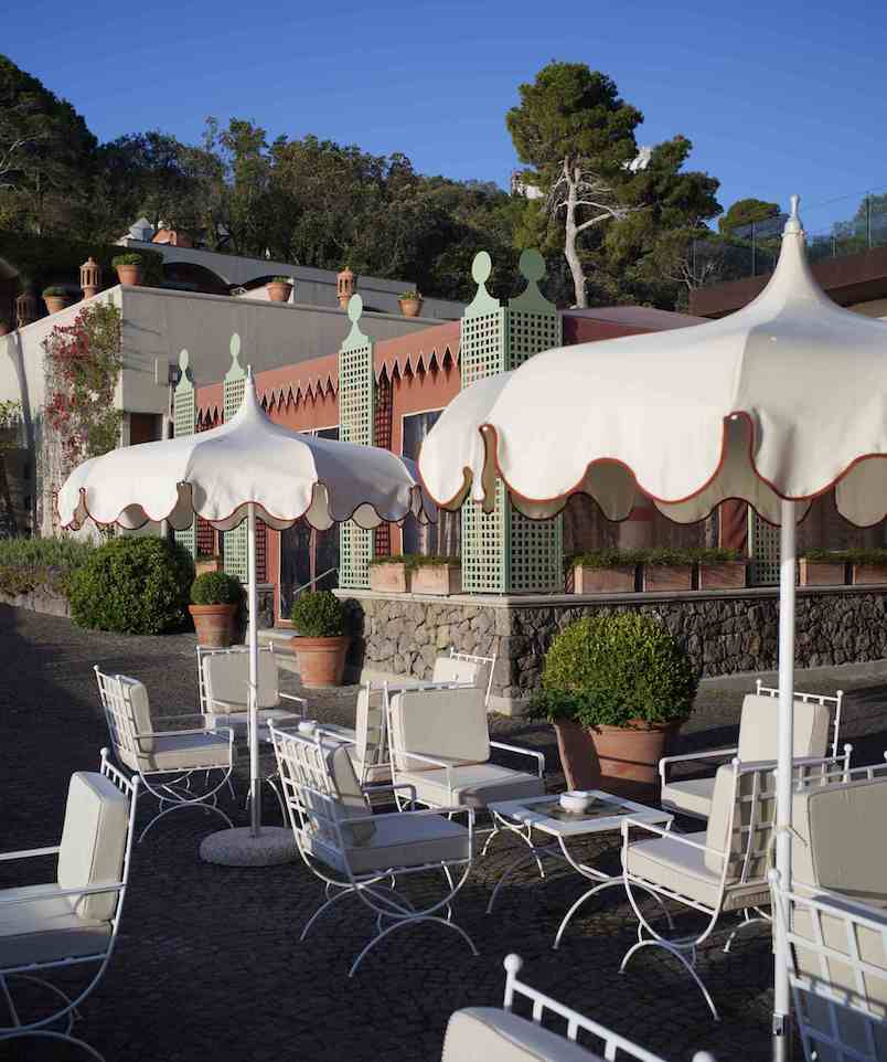 Moorish-style outdoor setting at the Mezzatorre Hotel & Thermal Spa on the volcanic island of Ischia