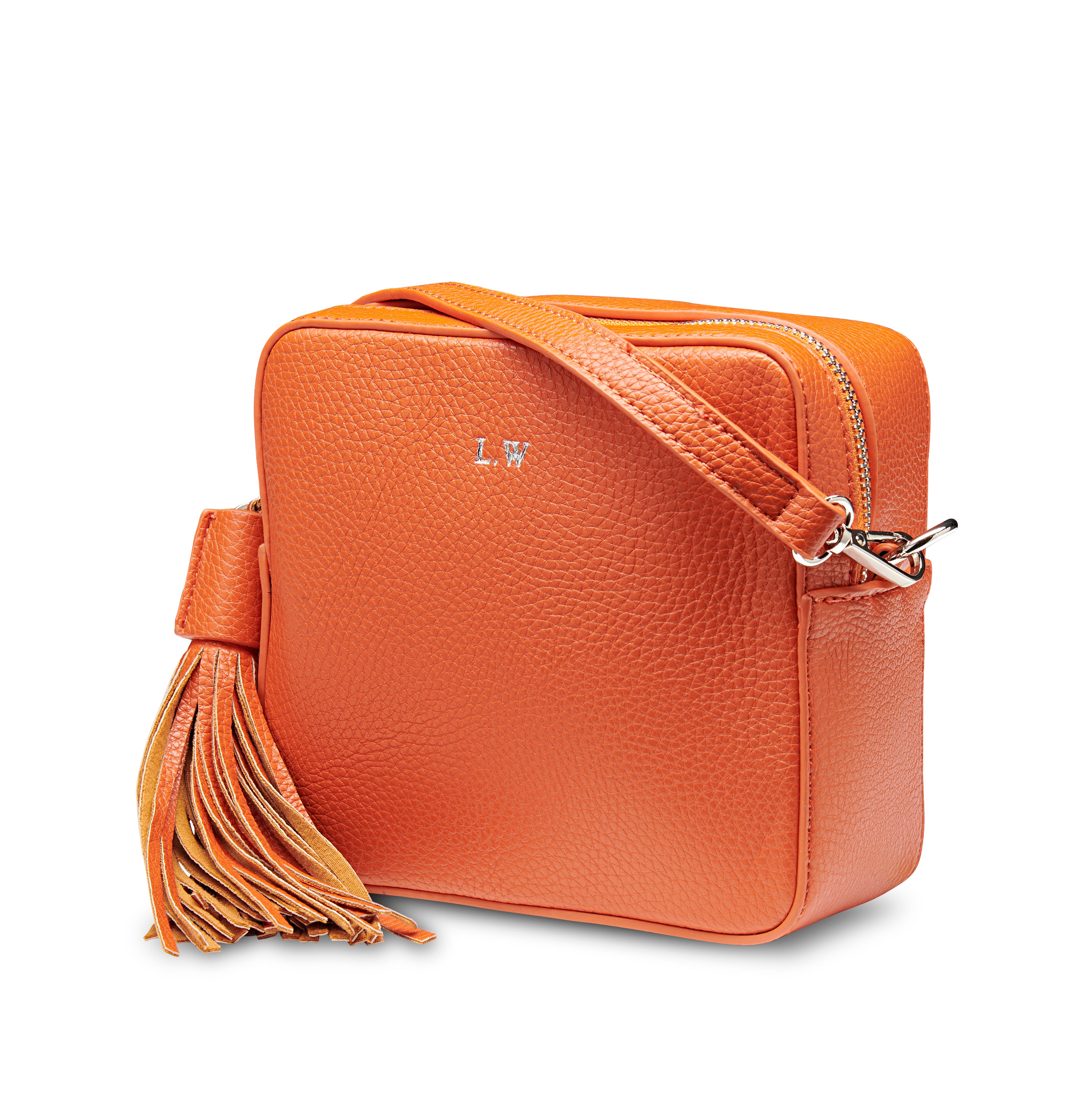 Hermes Orange Vegan Leather Cross Body Bag