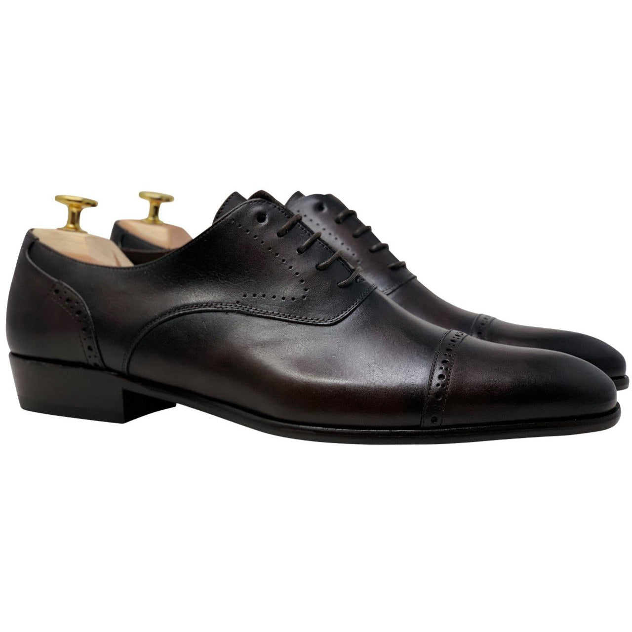 Espresso Spanish Leather Brogue Cap Toe Shoes - The Reyes Series – Somiar