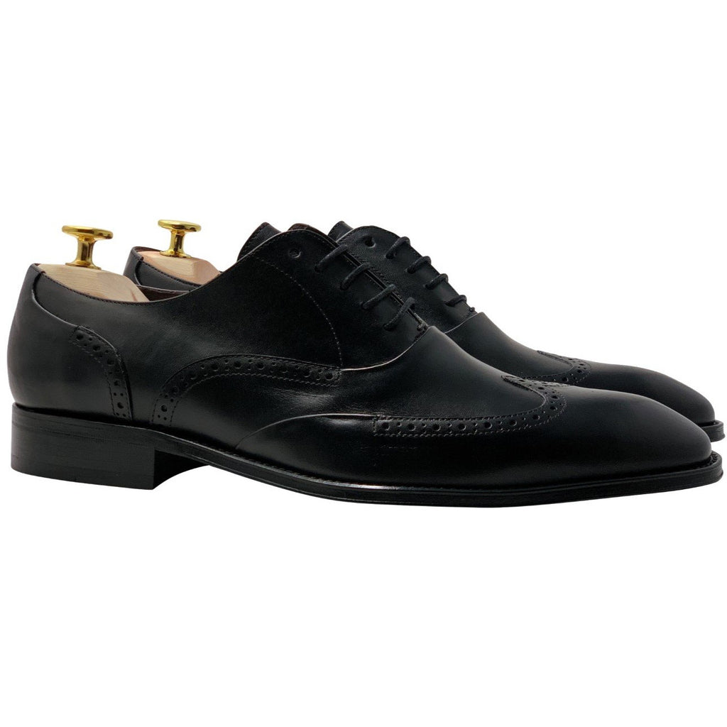 Black Spanish Leather Wingtip Shoes - The Westford Series – Somiar