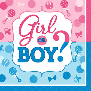Gender Reveal Girl Party Supplies for 16 - Baby Shower Plates Napkins Cups Balloons Confetti