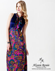 Alyson Renee Silk Maxi dress, Vanichi magazine