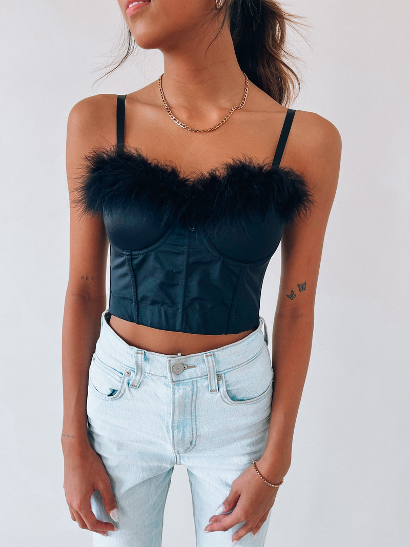 Alanna Feather Detail Bustier Top