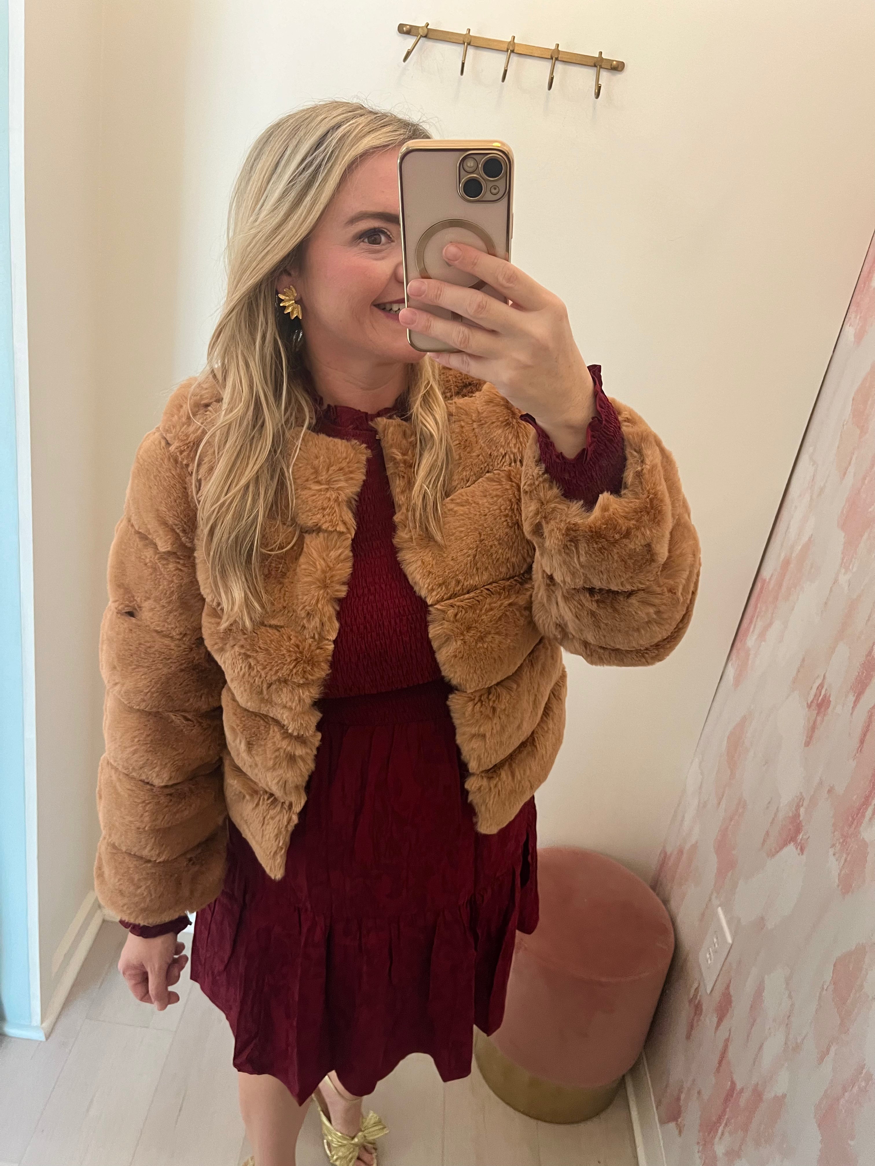 Short Faux Fur Jacket - Camel