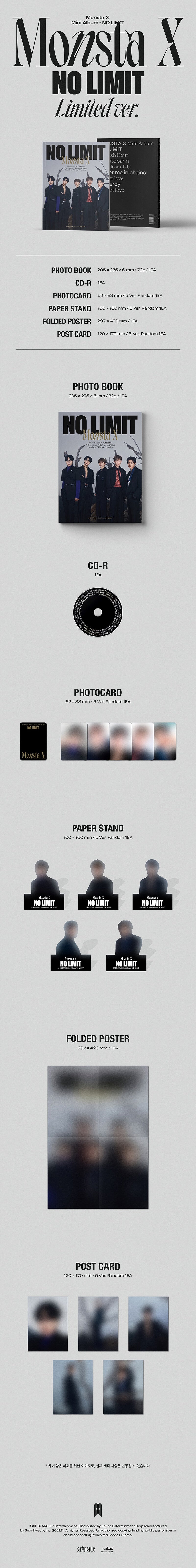 MONSTA X 10TH MINI ALBUM 'NO LIMIT' (LIMITED) DETAIL