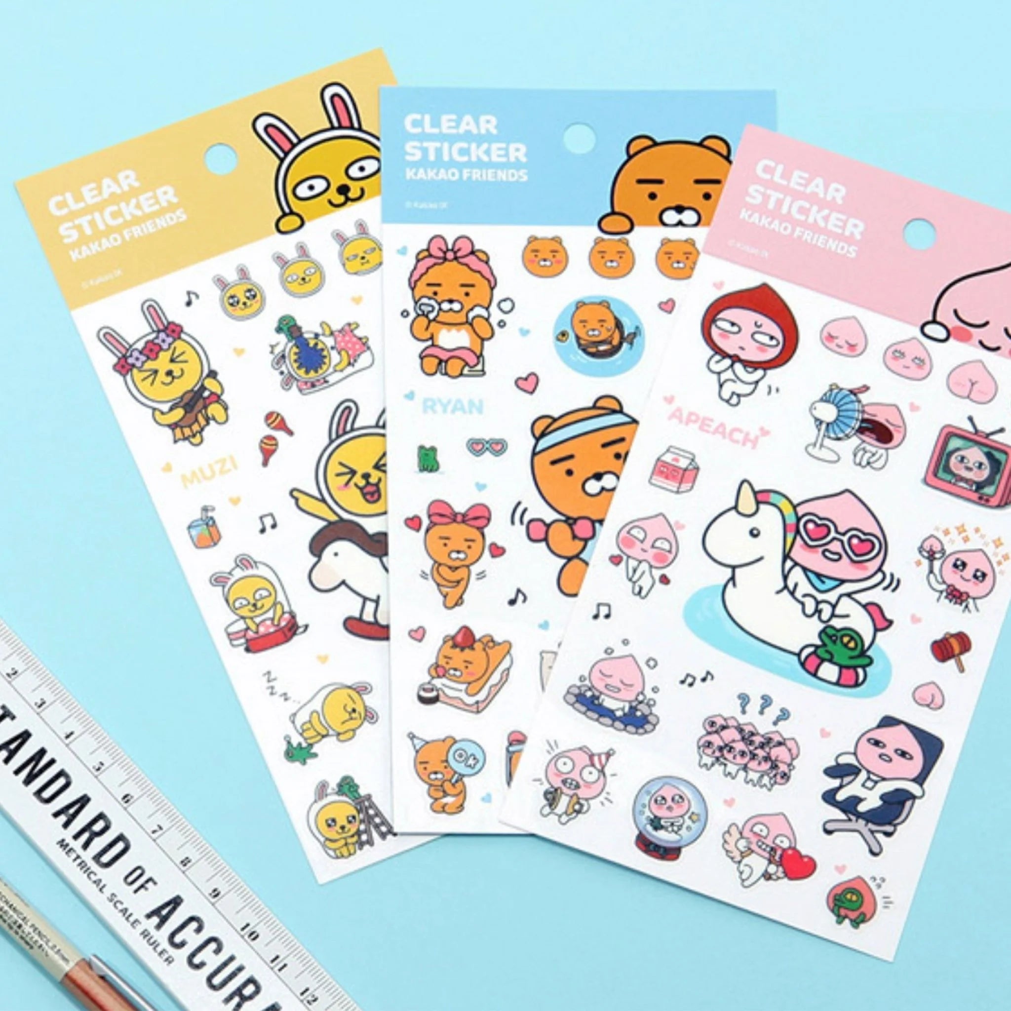 KAKAO FRIENDS CLEAR STICKERS (PACK OF 4)