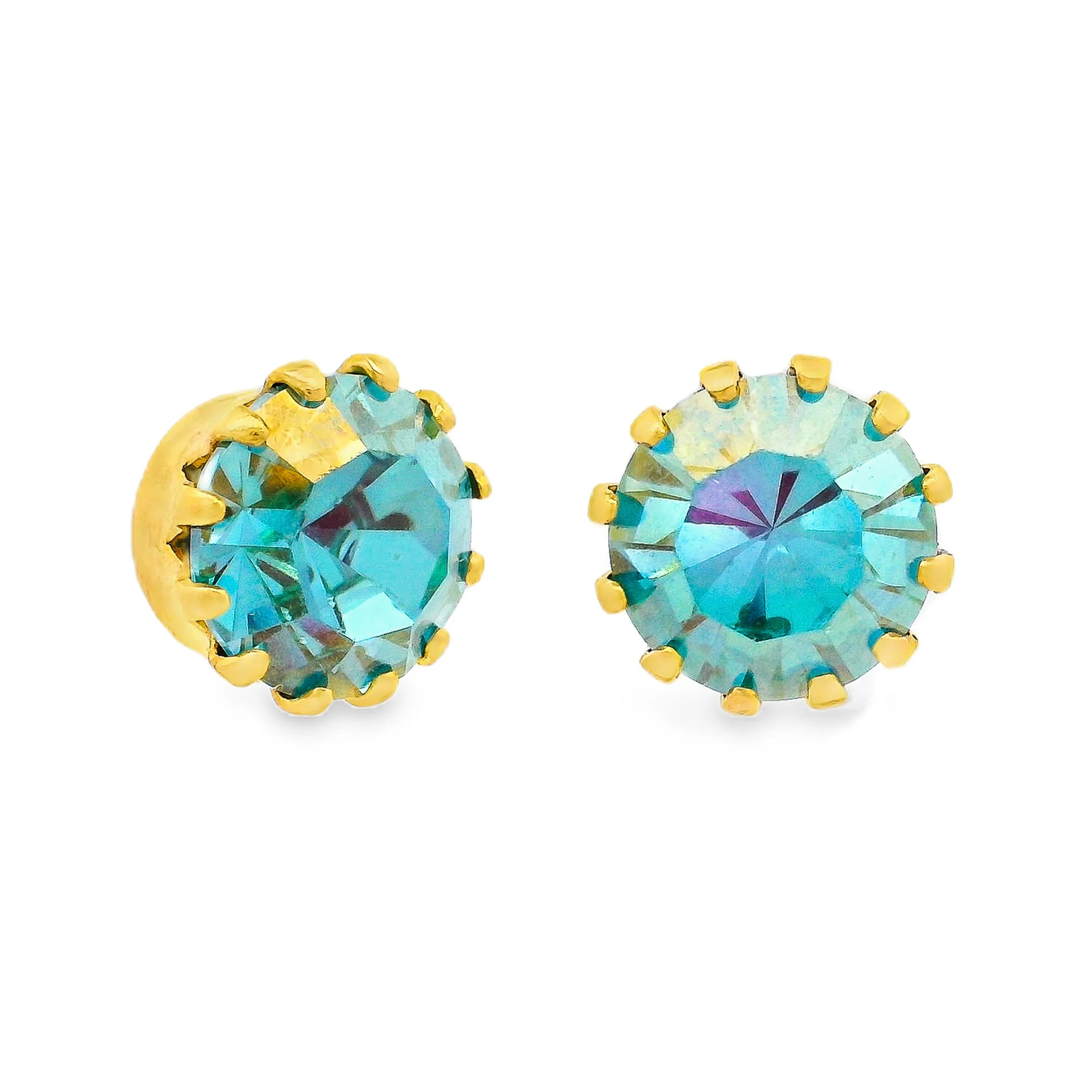 Mini Chrisley Swarovski Stud Earrings - Aqua Lemon