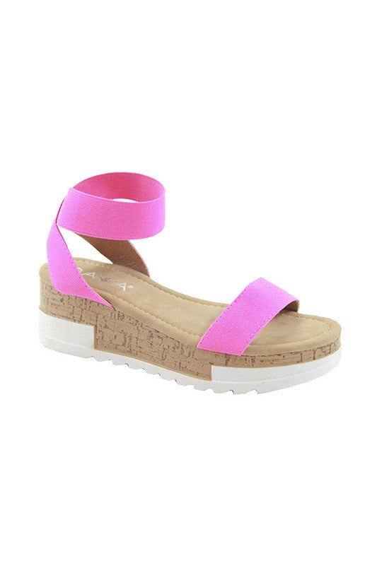 neon pink wedge sandals