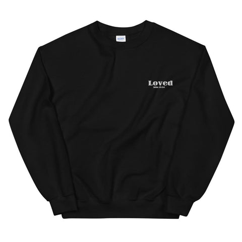 John 13:34 Loved embroidered sweatshirt  Black