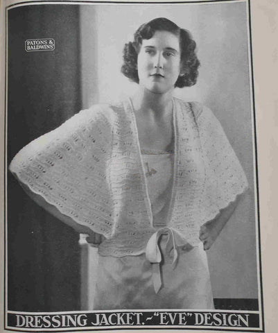 vintage bed jacket 1930s  knitting patterns