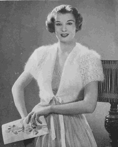 vintage bed jacket angora 1950s knitting pattern