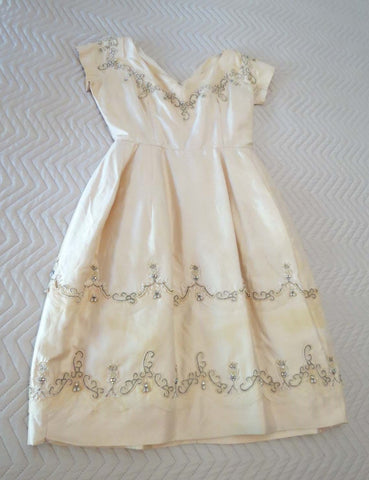 1950s vintage beaded silk dress
