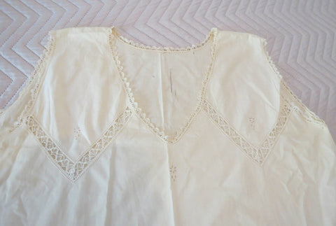 vintage 1920s nightgown with lace and eyelet embroidery
