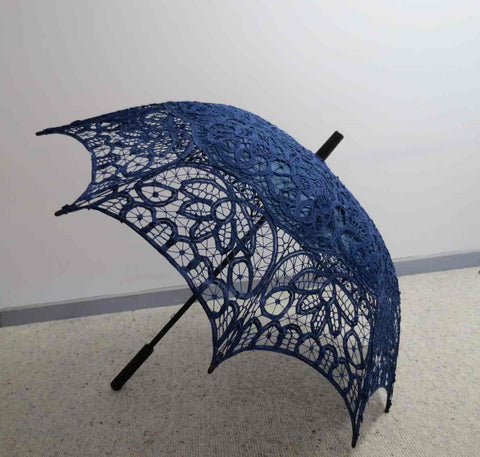 blue battenberg lace parasol umbrella
