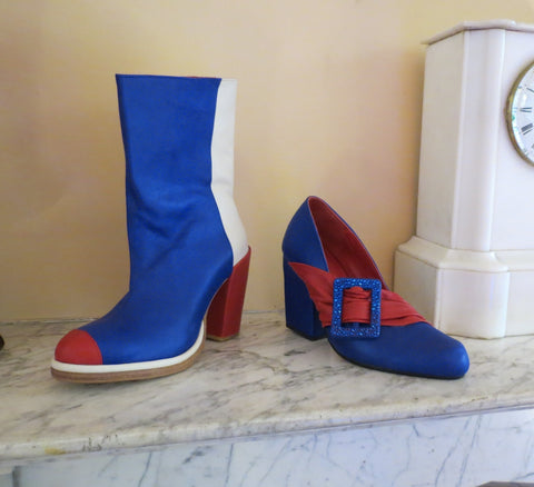 vintage shoes 1960s 1970s red and blue