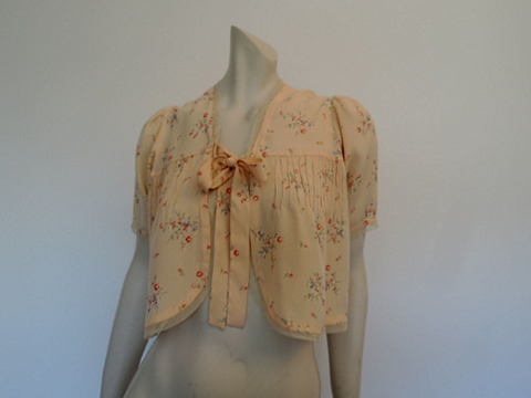 vintage bed jacket floral rayon 1950s