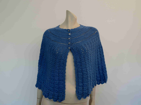 vintage crochet bed jacket cape 1970s