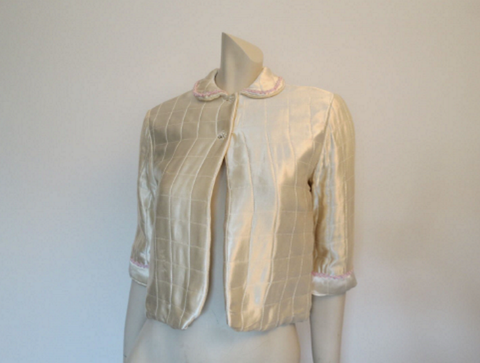 vintage quilted silk bed jacket 1940s