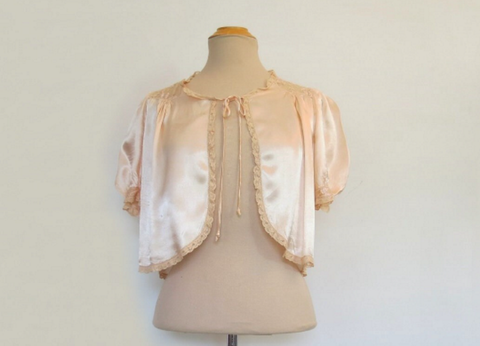 vintage silk satin bed jacket 1950s