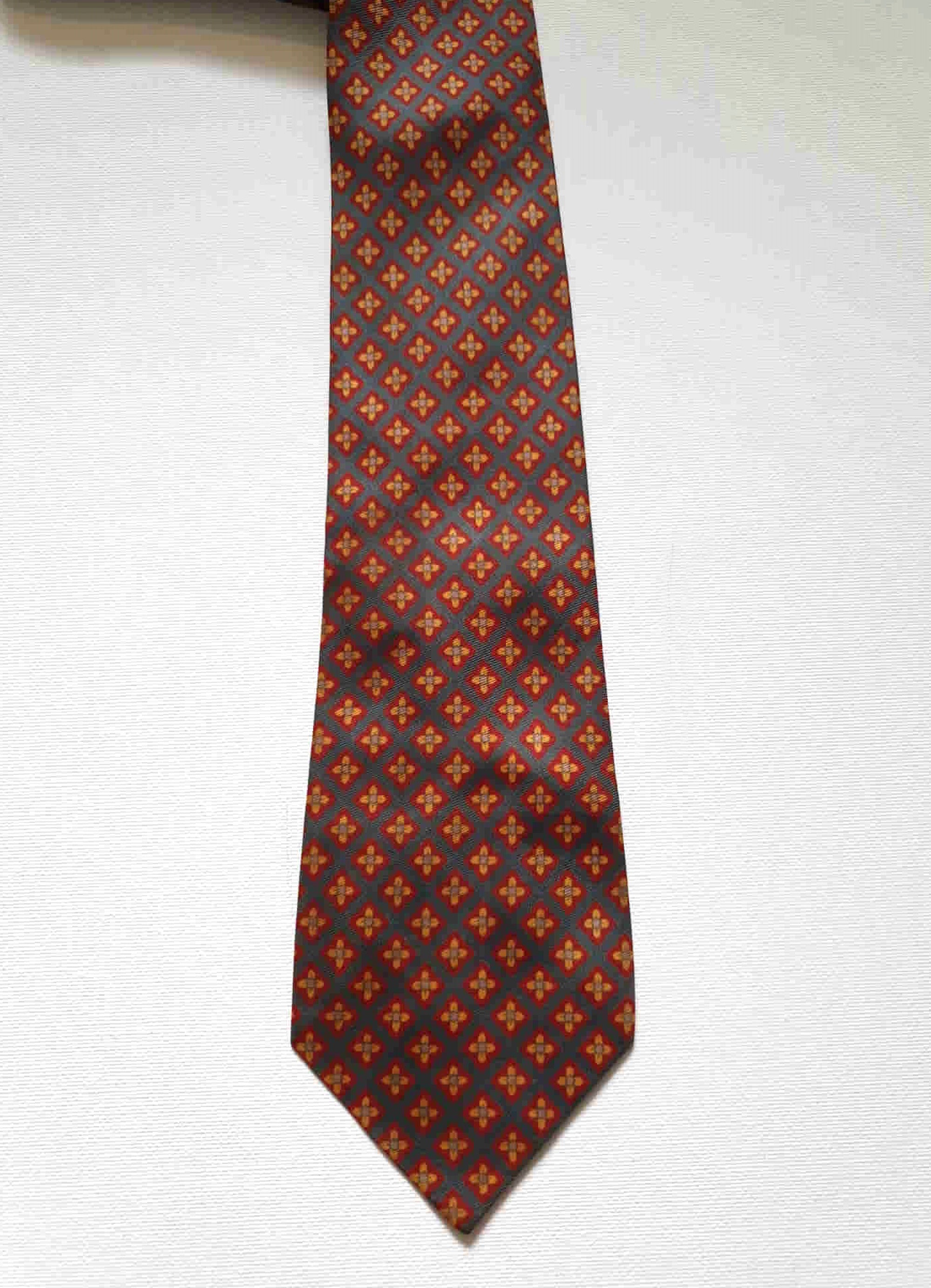 Red, Orange and Grey Tie by Ascot – Louisa Amelia Jane Vintage