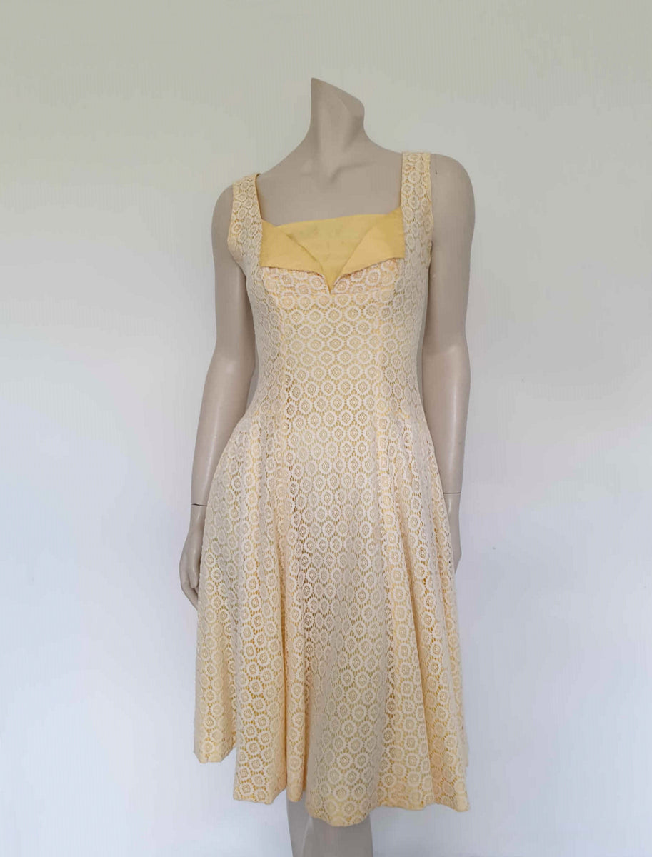 1960s Yellow & White Lace Dress – Louisa Amelia Jane Vintage