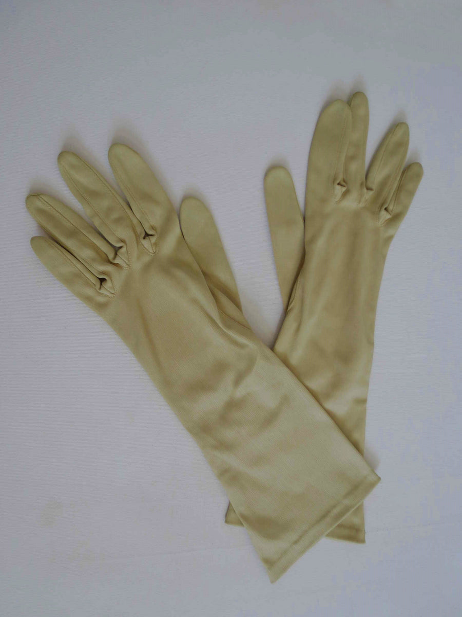 Beige Half Length Nylon Gloves - 1960s – Louisa Amelia Jane Vintage