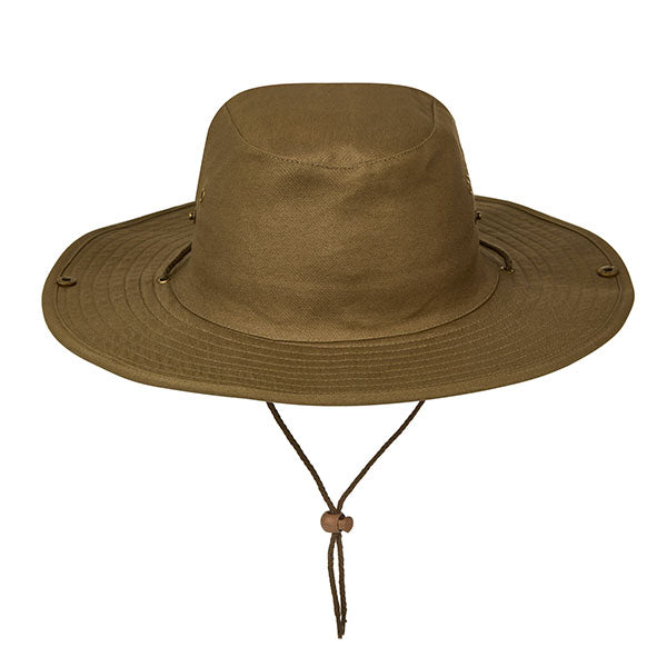 Bush Hat with chord, adjustable slide toggles and clip up sides– GetCapped