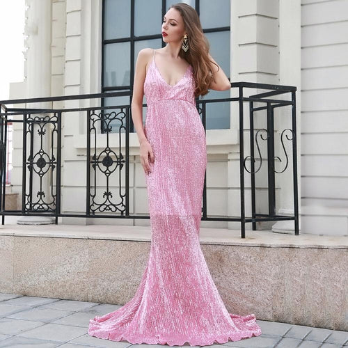 Prima Donna Pink Sequin Fishtail Maxi Dress Fashion Genie