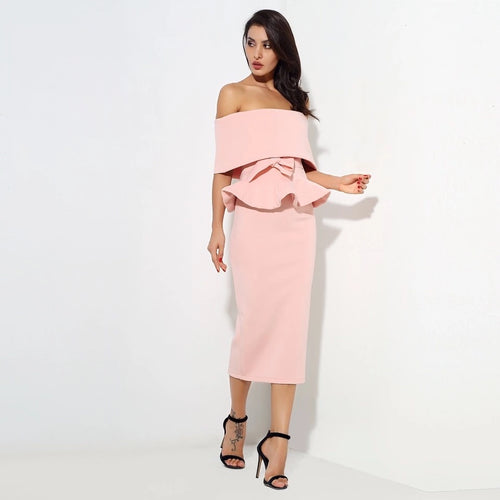 pink boutique peplum dress