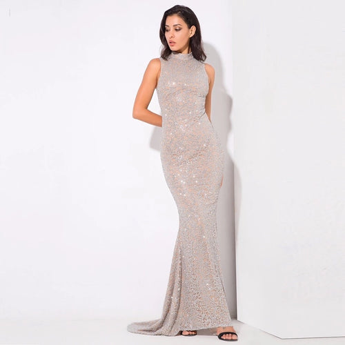 silver sparkly maxi dress