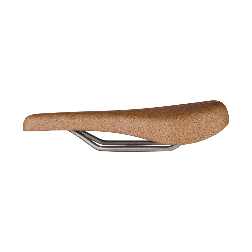 FR-1 Corkand titanium bicycle saddle - side view