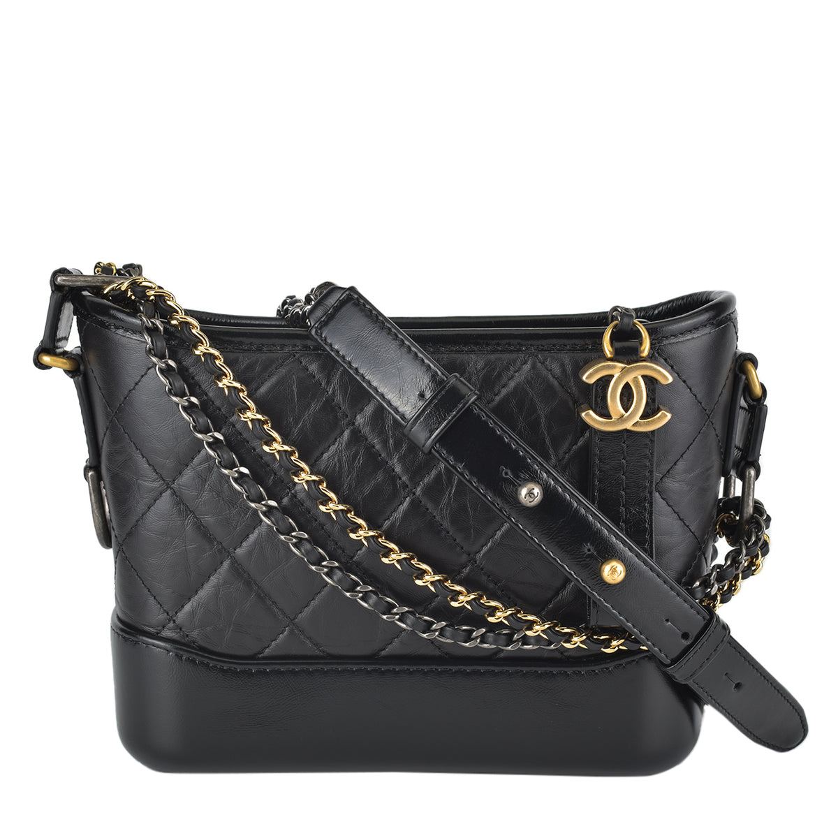 Chanel 19 Handbag In Tweed Black, Blue, Pink & Ecru with Gold-Tone