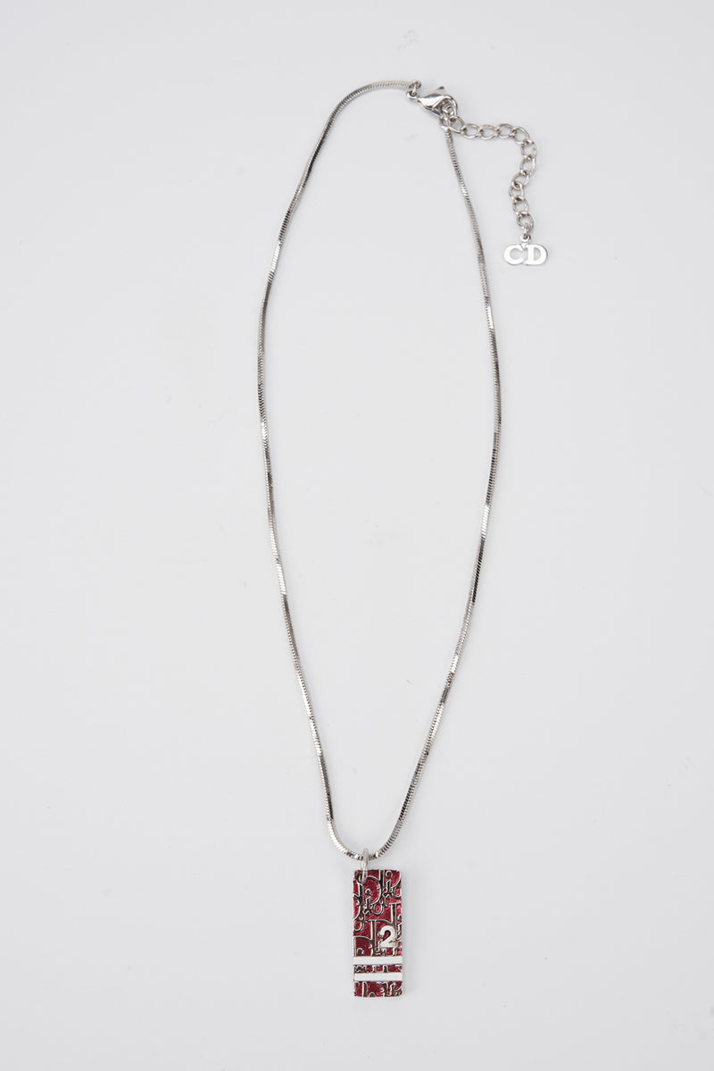 Christian Dior Vintage Red / Silver Plated Trotter Necklace