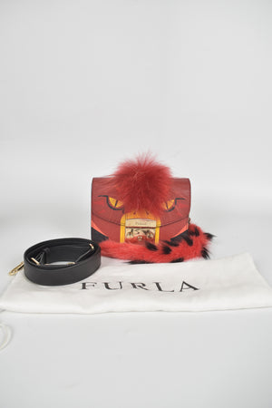Furla Metropolis Jungle Parrot Rubino Red Leather Crossbody Bag S/S 2017